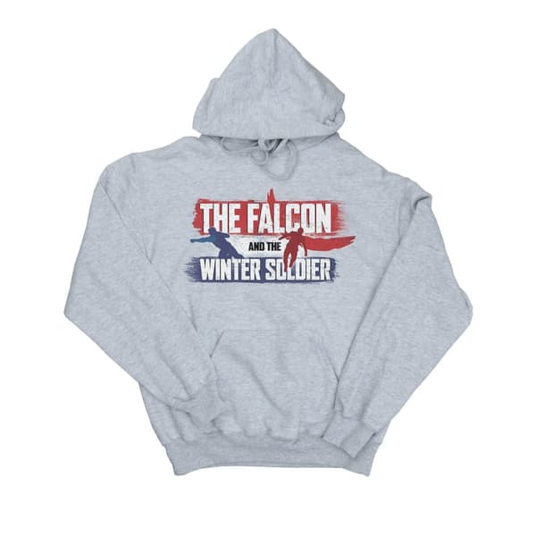 Marvel Mens The Falcon And The Winter Soldier Action Logo Hoodie Sports Grey M