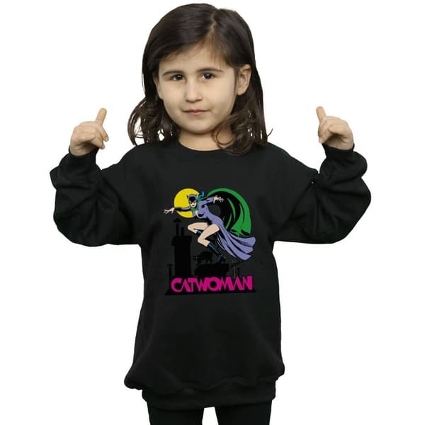 DC Comics Catwoman-tröja med textlogotyp för flickor