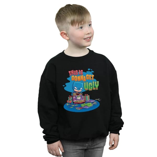 DC Comics Boys Super Friends Batman Joker Christmas Jumper Sweatshirt