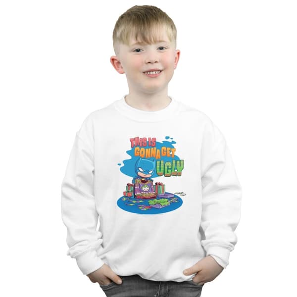DC Comics Boys Super Friends Batman Joker Christmas Jumper Sweatshirt