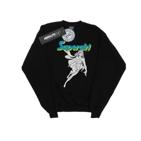 DC Comics Boys Supergirl Mono Action Pose Sweatshirt Black 12-13 Years