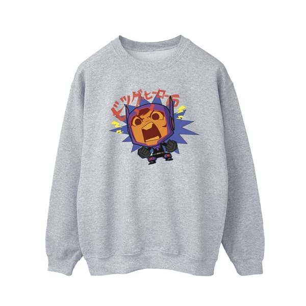 Disney Mens Big Hero 6 Baymax Hiro Angry Manga Sweatshirt