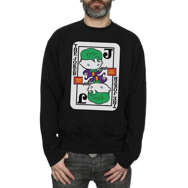 DC Comics Mens Chibi Joker Playing Card Sweatshirt