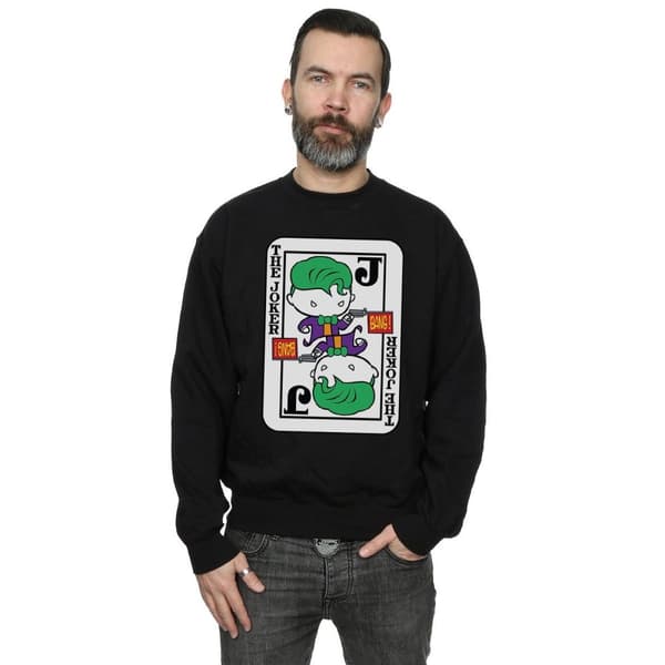 DC Comics Mens Chibi Joker Playing Card Sweatshirt