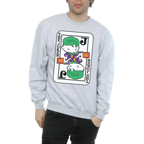 DC Comics Mens Chibi Joker Playing Card Sweatshirt