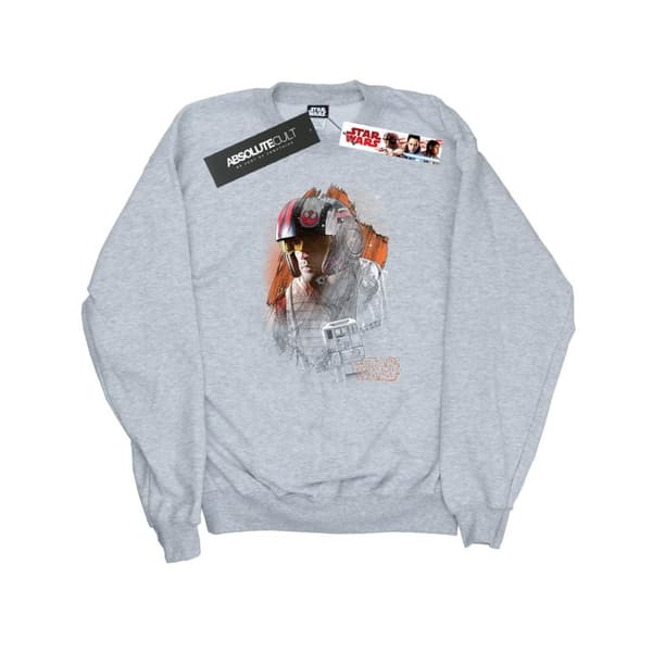 Star Wars Dam/Tjej - De sista jedi - Poe Dameron - Borstad tröja Heather Grey L