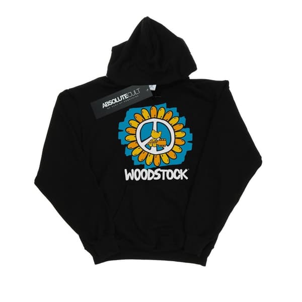 Woodstock Mens Flower Peace Hoodie Black S