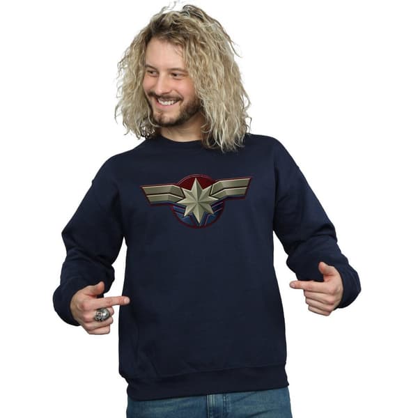 Marvel Mens Captain Marvel Chest Emblem Sweatshirt