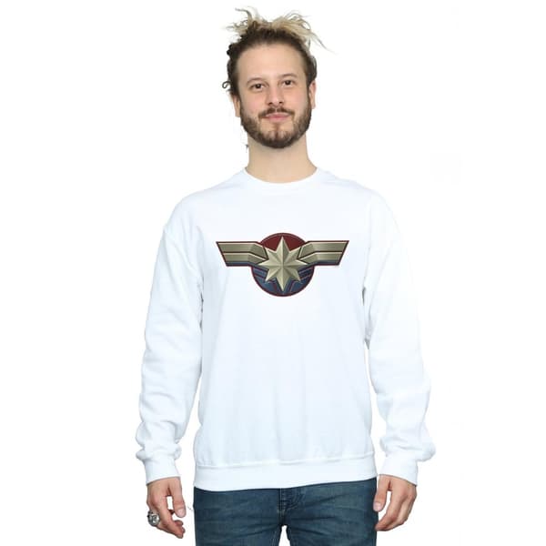 Marvel Mens Captain Marvel Chest Emblem Sweatshirt
