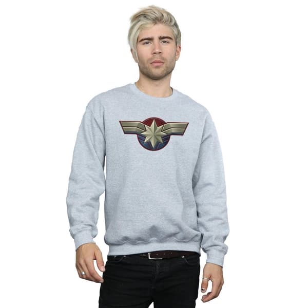 Marvel Mens Captain Marvel Chest Emblem Sweatshirt