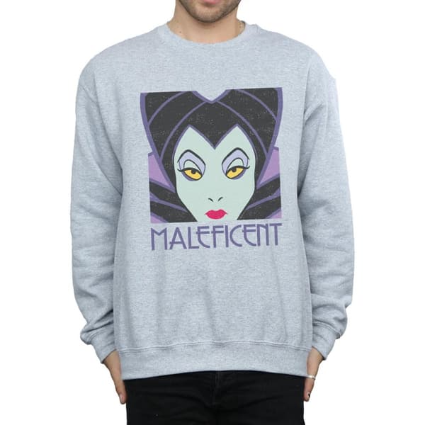 Disney Mens Maleficent Cropped Head Sweatshirt
