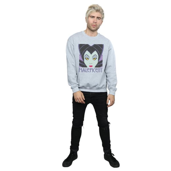 Disney Mens Maleficent Cropped Head Sweatshirt