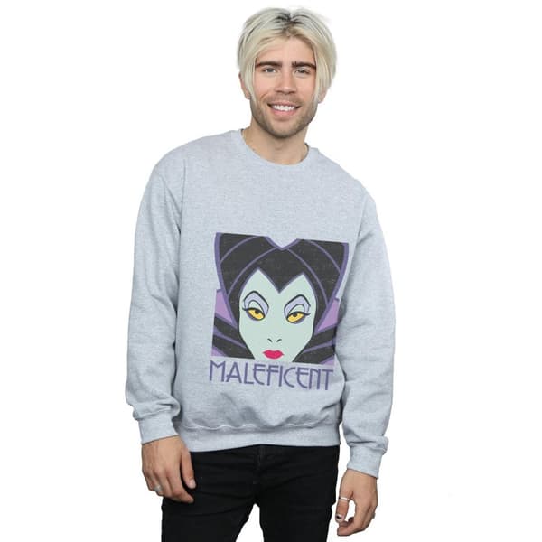 Disney Mens Maleficent Cropped Head Sweatshirt