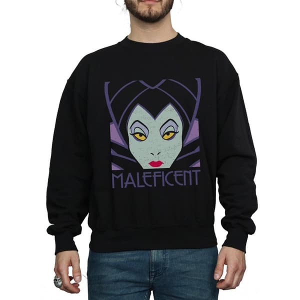 Disney Mens Maleficent Cropped Head Sweatshirt