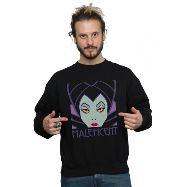 Disney Mens Maleficent Cropped Head Sweatshirt