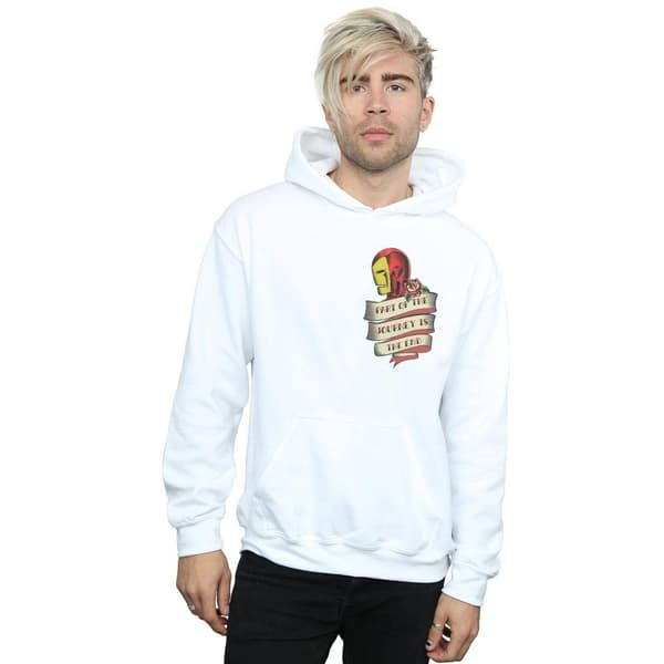 Marvel Mens Iron Man Tattoo Journey Breast Print Hoodie