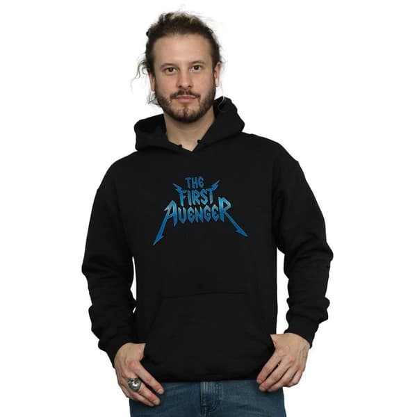 Marvel Mens The First Avenger Metal Logo Hoodie
