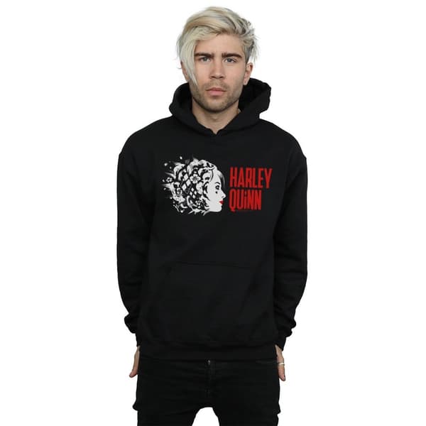 DC Comics Mens The Suicide Squad Harley Quinn Stencil Logo Hoodie