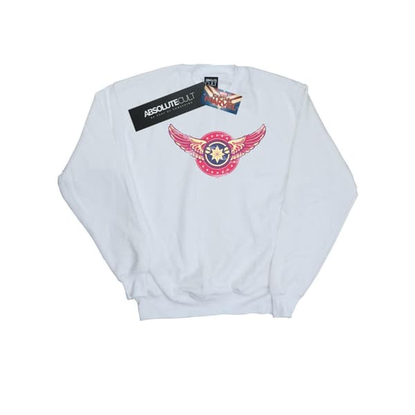 Marvel Girls Captain Marvel Wings Patch Sweatshirt White 12-13 Years