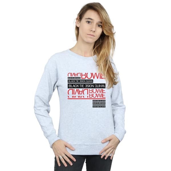 David Bowie Dam/Tjej Svart Slips Vit Noise Sweatshirt