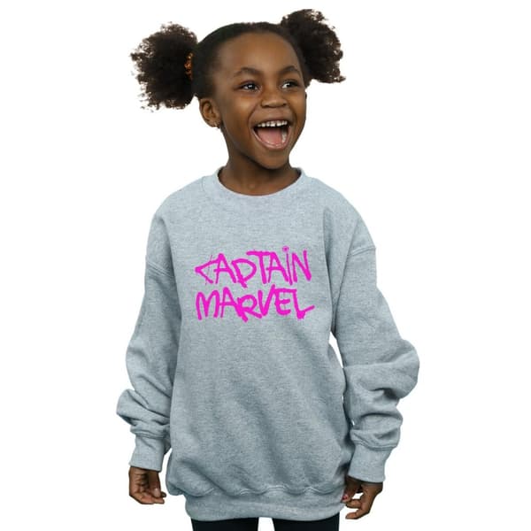 Marvel Girls Captain Marvel Spray Text Sweatshirt