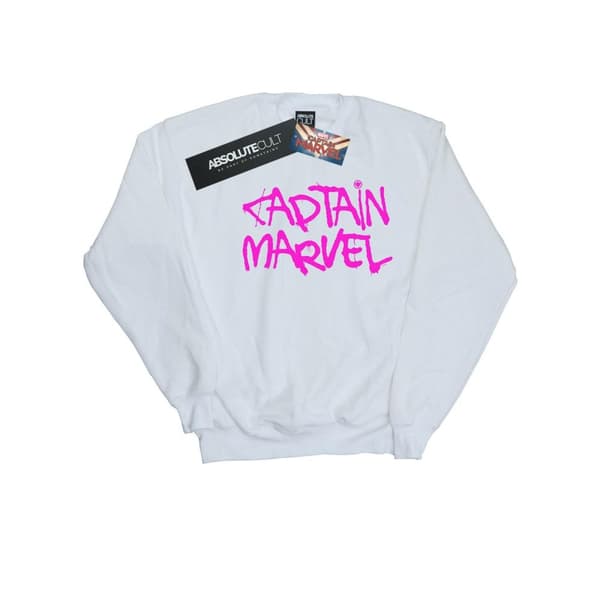 Marvel Girls Captain Marvel Spray Text Sweatshirt