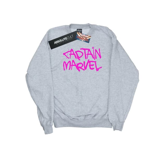 Marvel Girls Captain Marvel Spray Text Sweatshirt