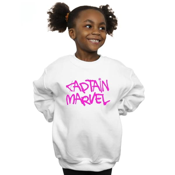 Marvel Girls Captain Marvel Spray Text Sweatshirt
