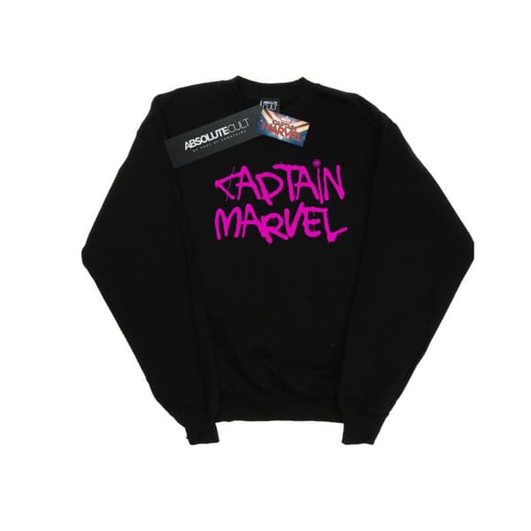 Marvel Girls Captain Marvel Spray Text Sweatshirt