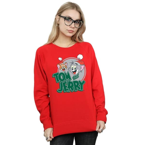 Tom And Jerry Womens/Ladies Christmas Greetings Sweatshirt