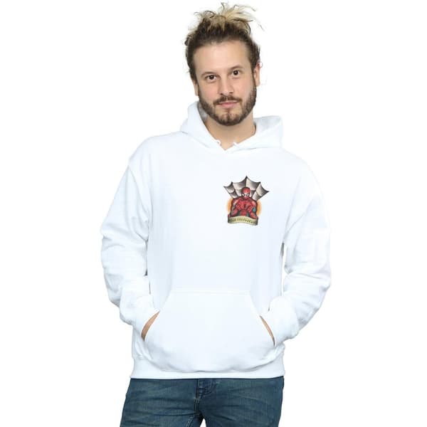 Marvel Mens Spider-Man Tattoo Breast Print Hoodie
