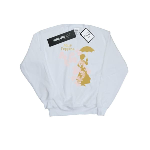Disney Mens Mary Poppins Floral Silhouette Sweatshirt White XL