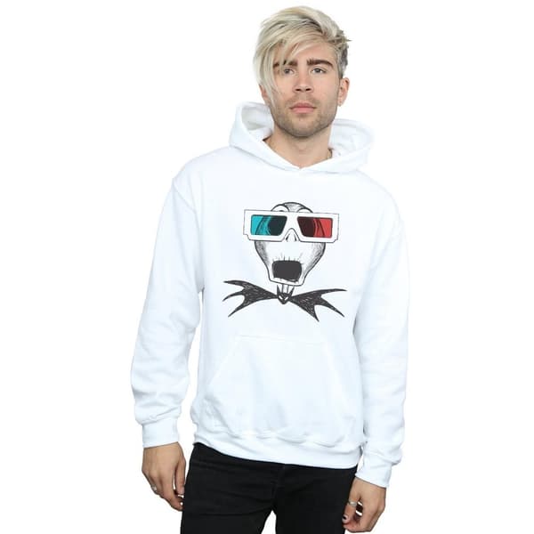 Disney Mens Nightmare Before Christmas Jack Skellington 3D Glasses Hoodie