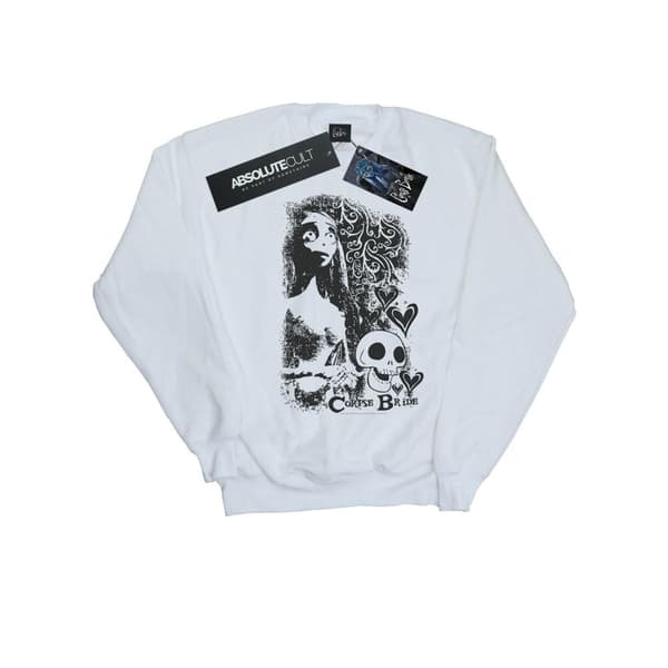 Corpse Bride Sweatshirt med dödskalle-logotyp för flickor White 12-13 Years