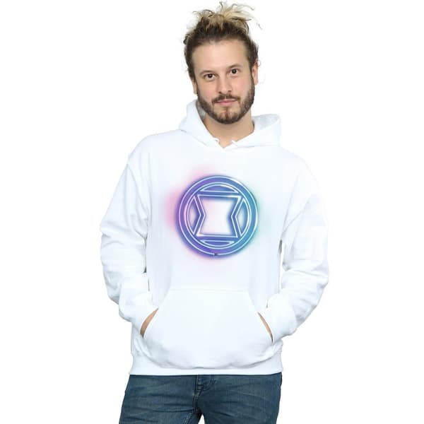 Marvel Mens Black Widow Neon Logo Hoodie