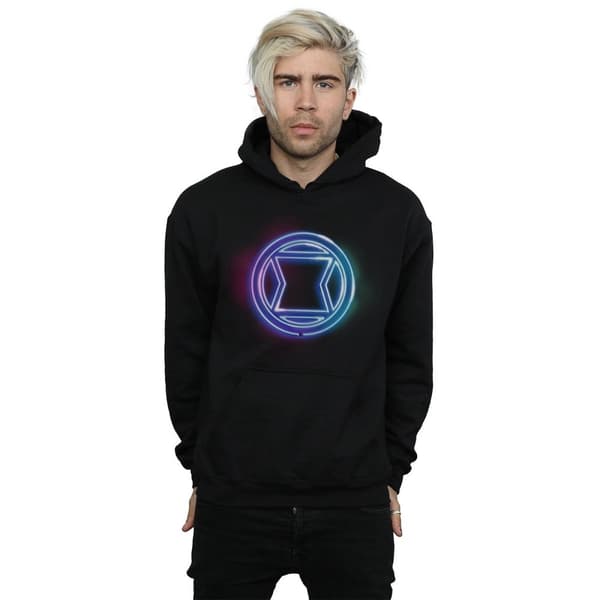 Marvel Mens Black Widow Neon Logo Hoodie