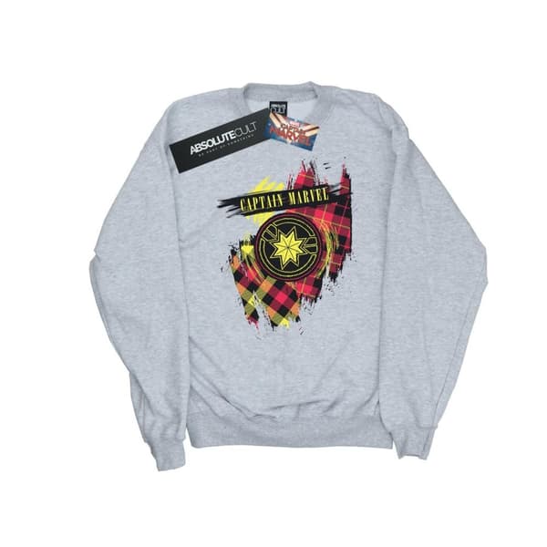 Marvel Sweatshirt med tartanmönster och lapp för damer/kvinnor Captain Marvel