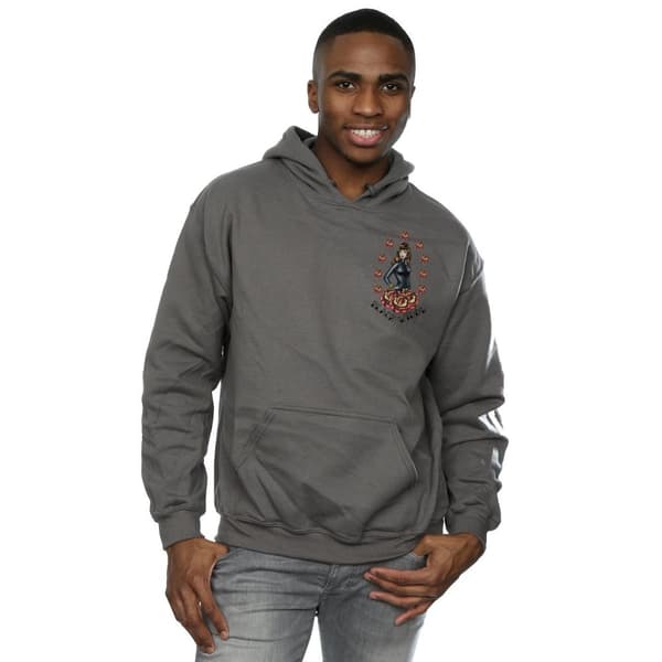 Marvel Mens Black Widow Tattoo Breast Print Hoodie