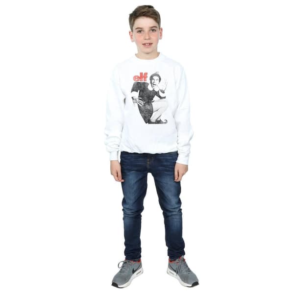 Elf Boys Mono Distressed Poster Sweatshirt