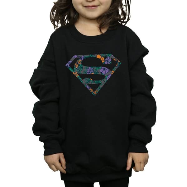 DC Comics Girls Superman Floral Logo 1 Sweatshirt