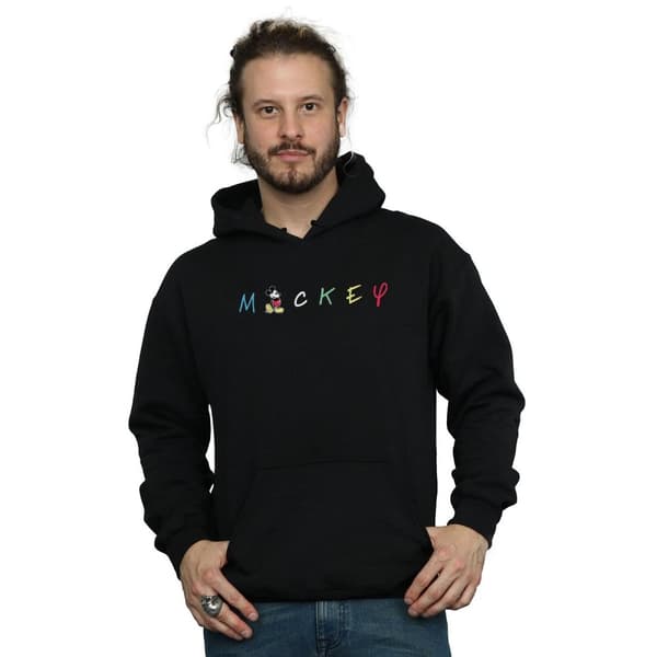 Disney Mens Mickey Mouse Wording Logo Hoodie