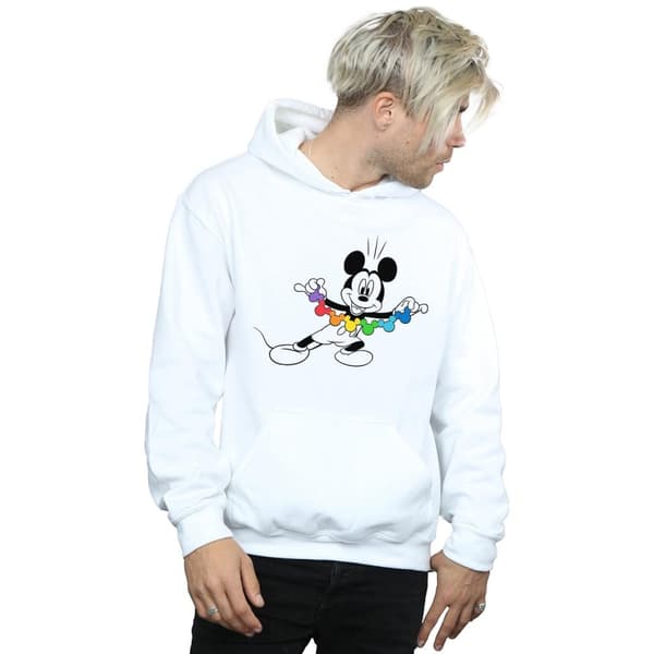 Disney Mens Musse Pigg Rainbow Chain Hoodie