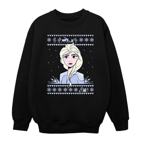 Disney Pojkar Frozen 2 Elsa Christmas Sweatshirt Black 7-8 Years