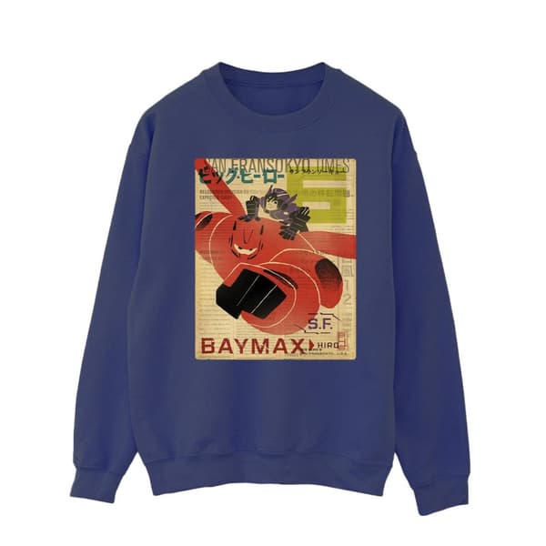 Disney Mens Big Hero 6 Baymax Flying Baymax Newspaper Sweatshirt