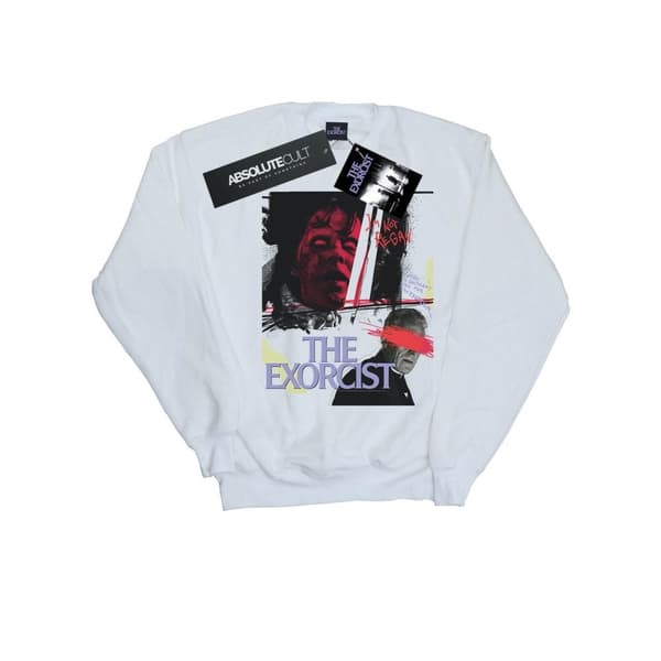 The Exorcist Womens/Ladies Scratched Eyes Sweatshirt White XXL
