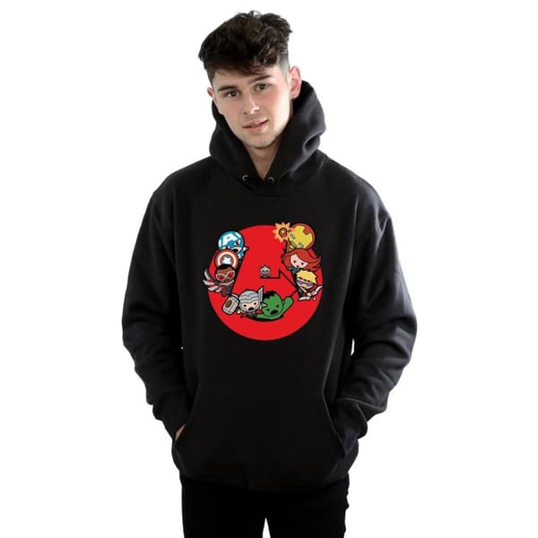 Marvel Mens Kawaii Avengers Ready Steady War Hoodie