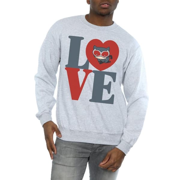 DC Comics Mens Chibi Catwoman Love Sweatshirt