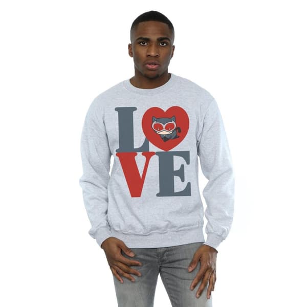 DC Comics Mens Chibi Catwoman Love Sweatshirt