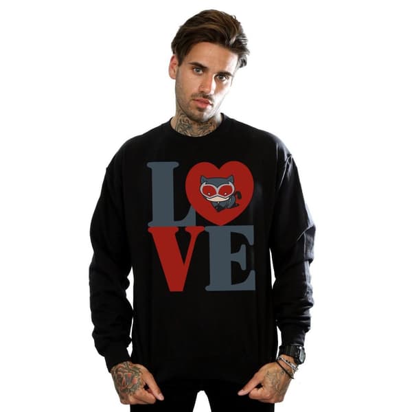 DC Comics Mens Chibi Catwoman Love Sweatshirt