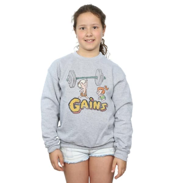 The Flintstones Girls Bam Bam Gains Distressed Sweatshirt